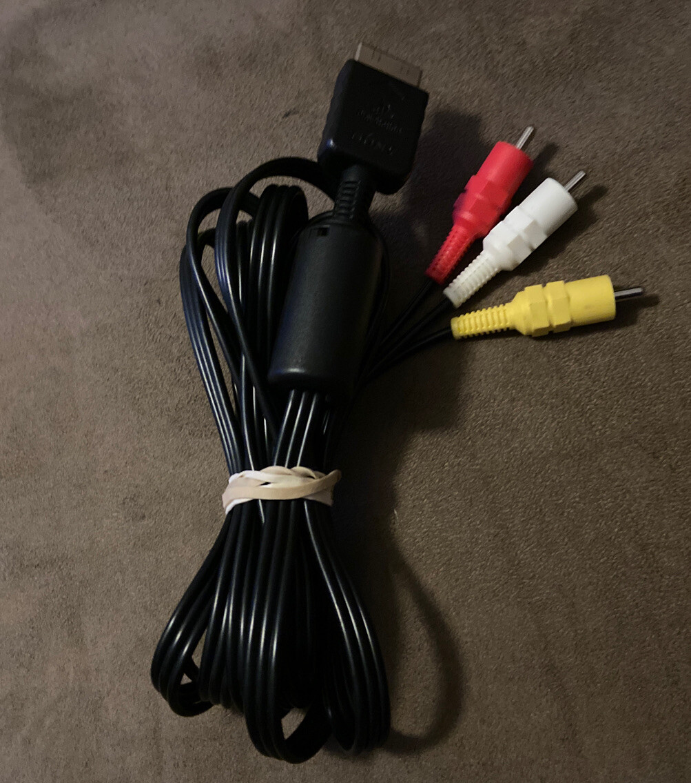 Official Sony Playstation 1 2 PS1 PS2 Audio Video AV Wire Power Cord! Authentic!