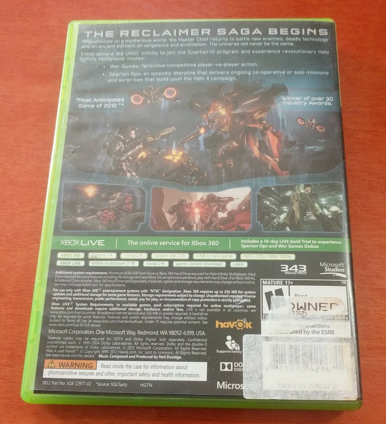 Halo 4 Microsoft Xbox 360 Studios 343 Industries Havok Dolby Digital Mature