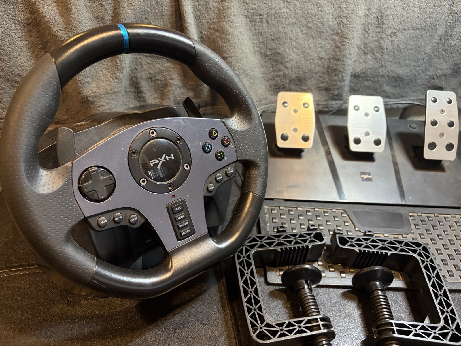 PXN V9 Gaming Race SIM Steering Wheel Pedals Clamps For PlayStation Xbox PC