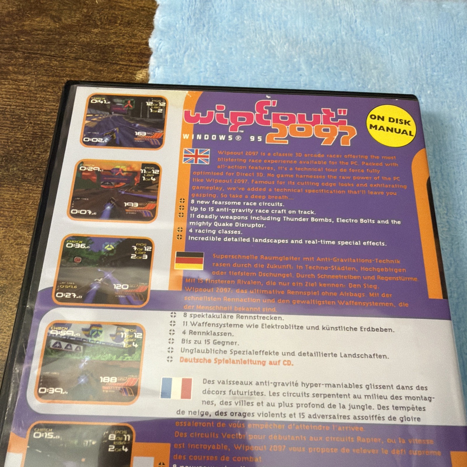 Wipeout 2097 for Windows 95 / 98 (PC, 1997) English Game Disc & Manual on CD