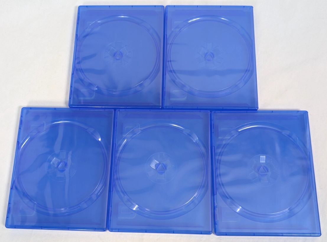5 x NEW GENUINE Sony Playstation 4 PS4 Replacement Game Cases BLUE OEM blu-ray