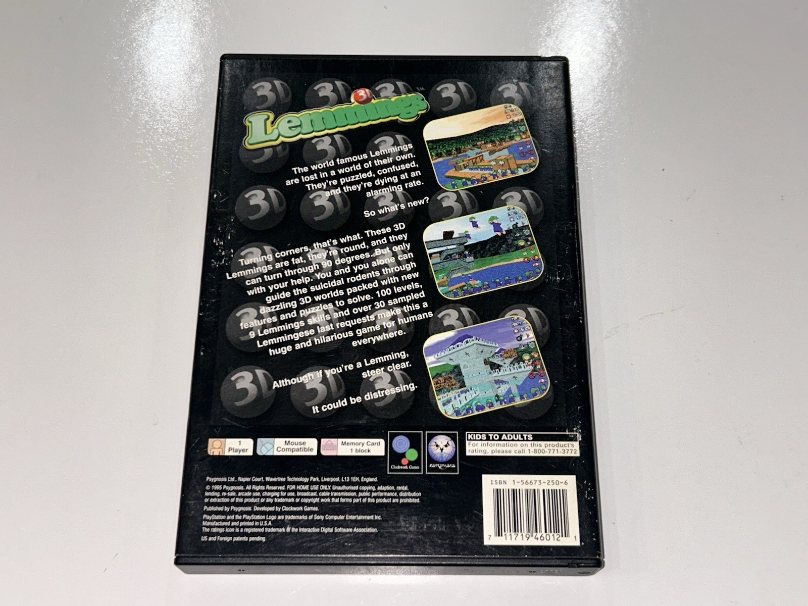 Lemmings 3D LongBox (PlayStation 1, 1995) CIB Complete w Manual + Reg + Foam EX