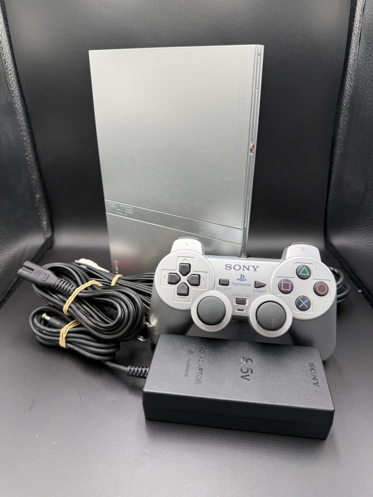 Sony PlayStation 2 Slim Silver SCPH-79001 Console PS2 OEM Cords&Controller
