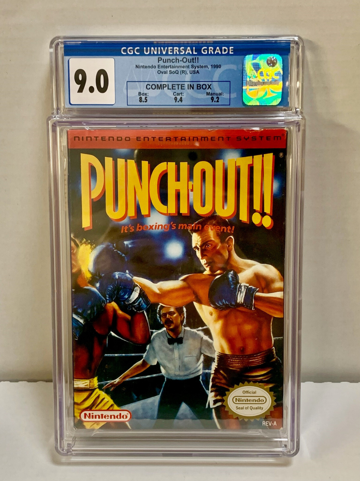 Punch-Out!! – NES – Nintendo – CIB – CGC Graded 9.0 – Oval SoQ – 1990 – 3 Screw