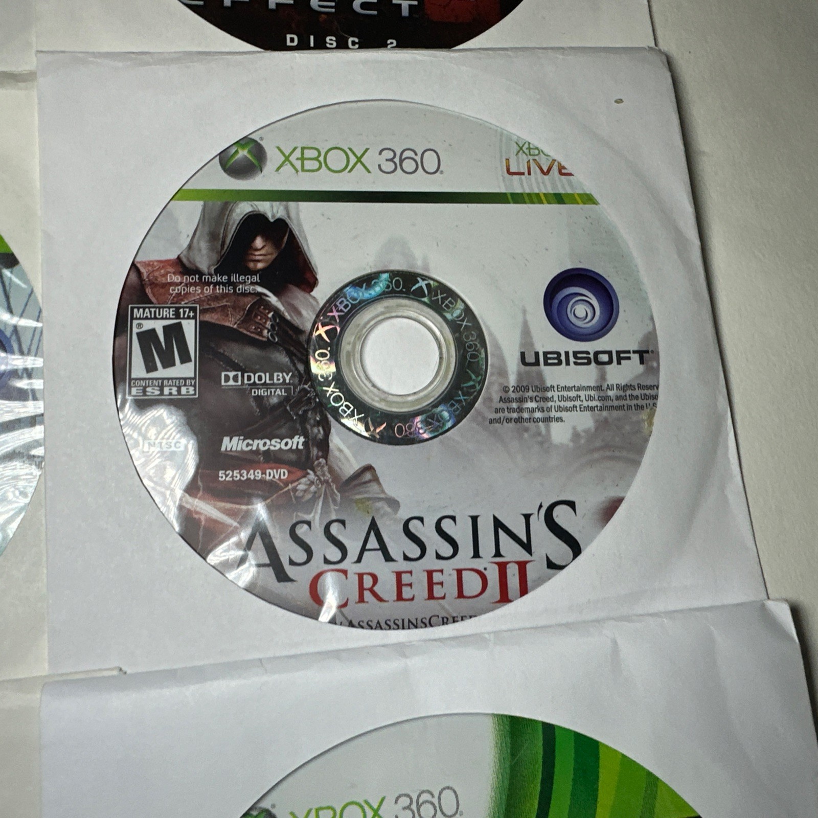 OEM Microsoft Xbox 360 Black Wireless Controller + Games Black Flag Mass Effect