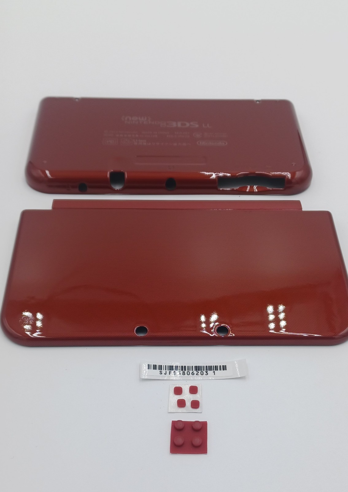 New Nintendo 3ds Xl LL Red Replacement Shells Front/Rear + Rubbers+Screws+Label