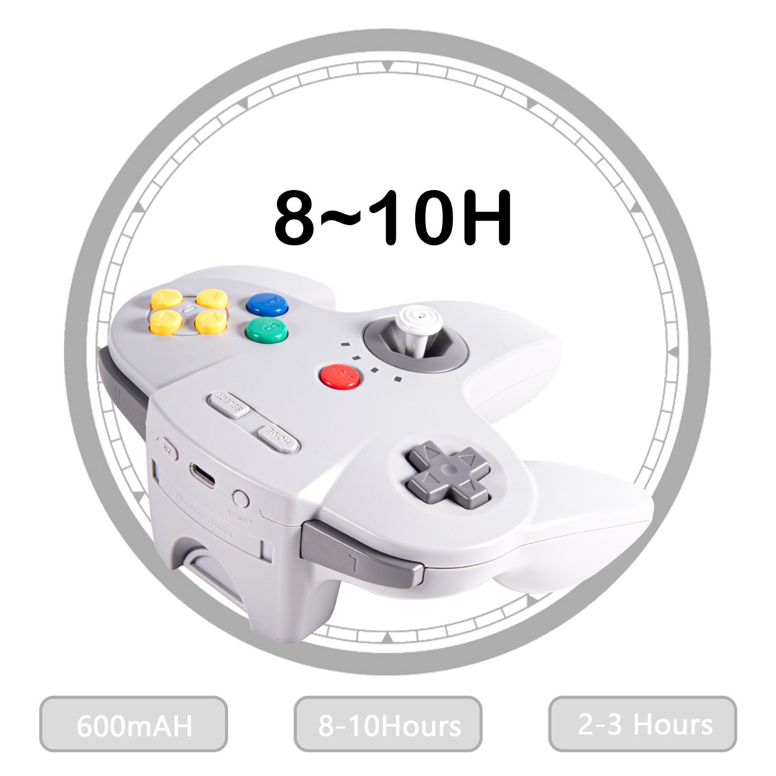 2.4G Wireless N64 Controller Rechargeable Gamedpad w/Rumble Pak for Nintendo 64