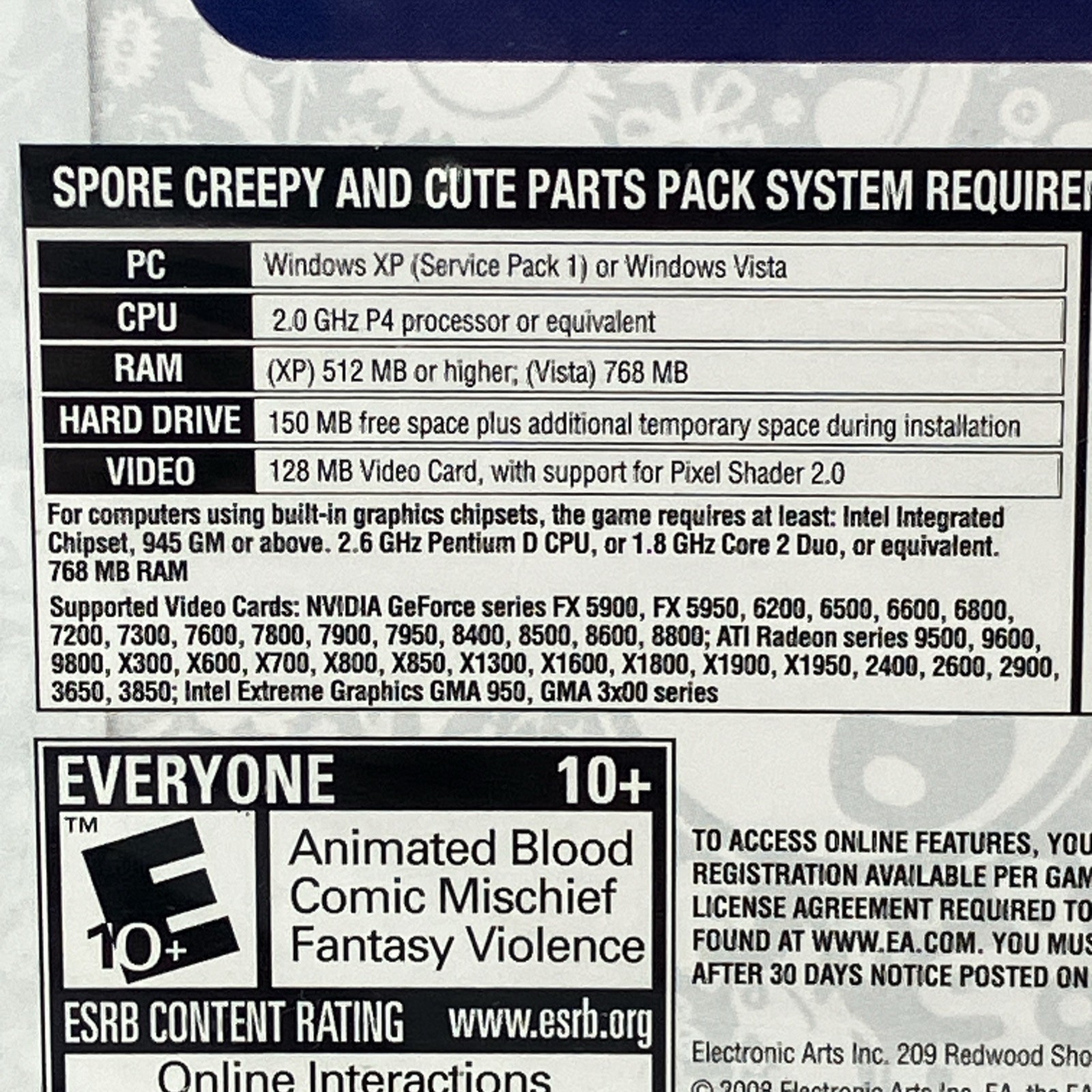 Spore: Creepy & Cute Parts Pack (Windows/Mac, 2008) Complete Mint Disc