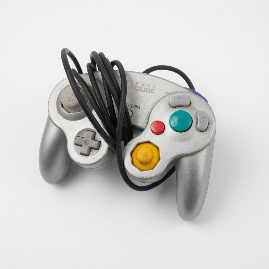 Nintendo GameCube Silver Console Bundle, 2 Controllers, AV Cable, Power Adapter+