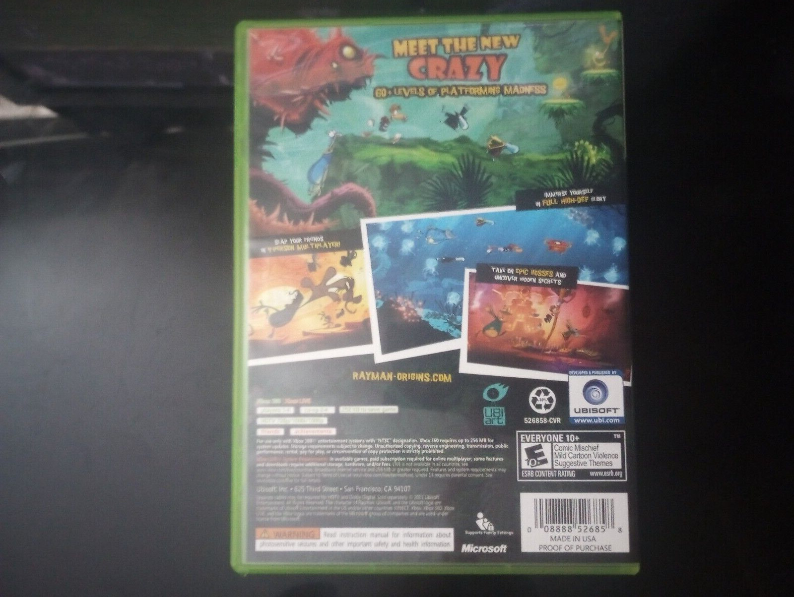 Rayman Origins (Microsoft Xbox 360, 2011) ****TESTED****
