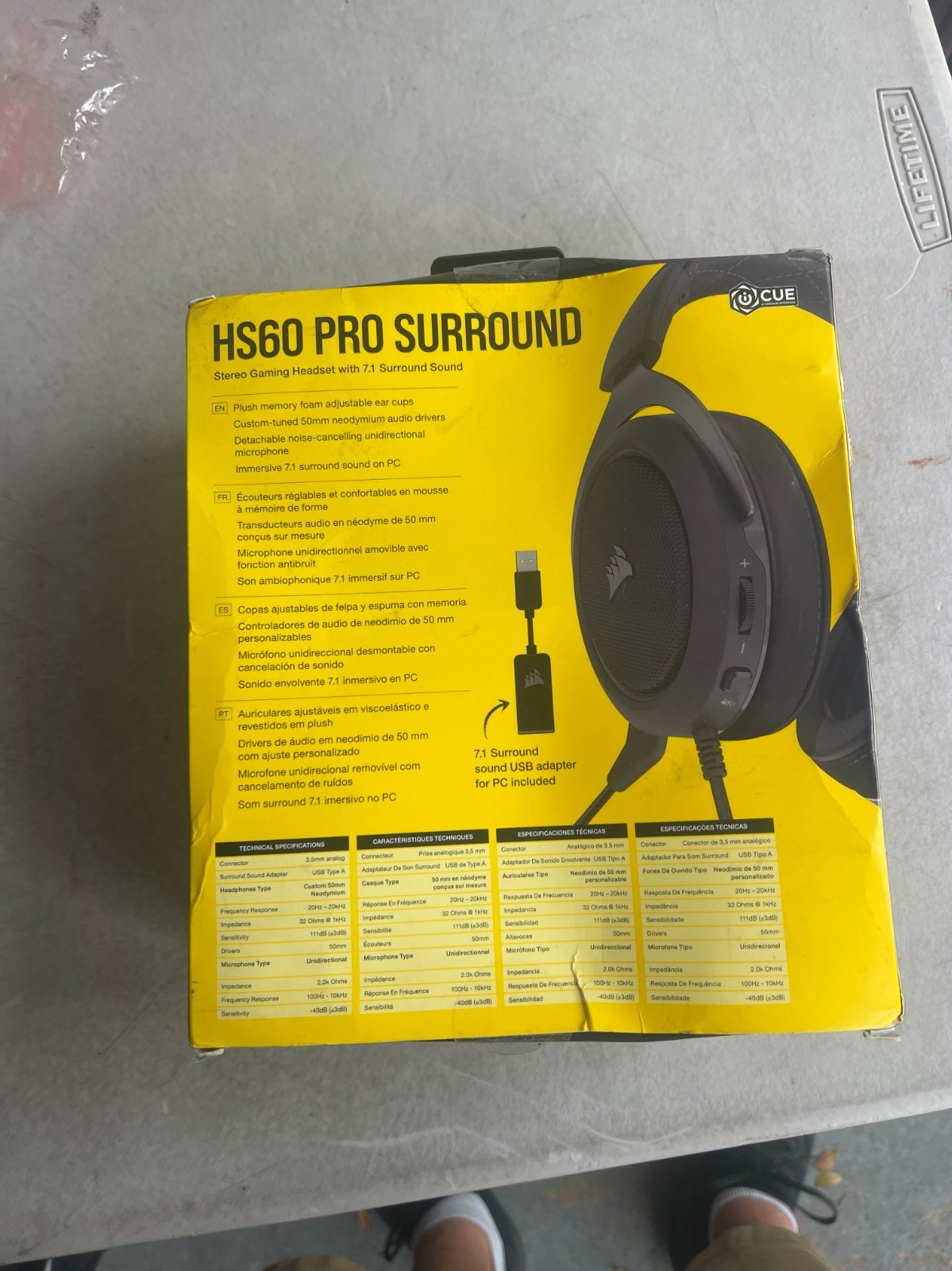 Corsair HS60 Pro Surround Stereo Gaming Headset 7.1 Black CA-9011213-NA New
