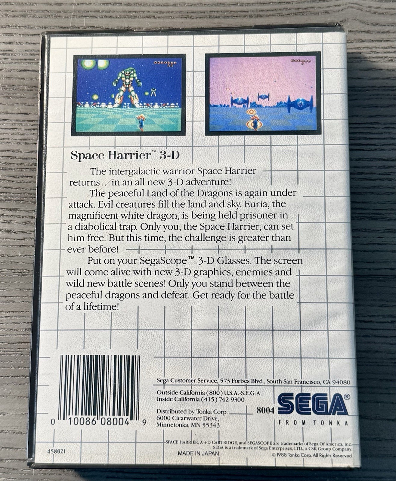 Space Harrier 3-D 3D (Sega Master System, 1988) w/ Manual – Tested