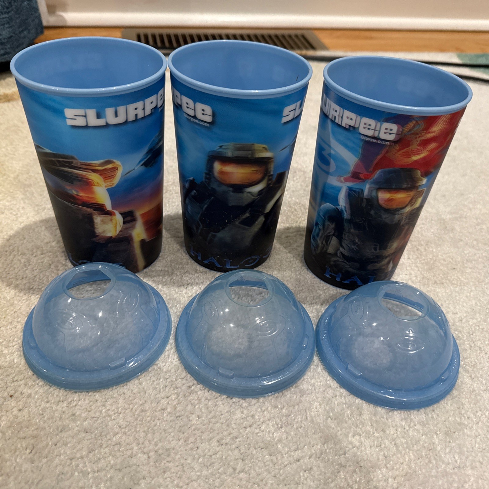 Halo 3 Holographic Slurpee Cups 7-11 Xbox 2007 3 Cups FULL Set