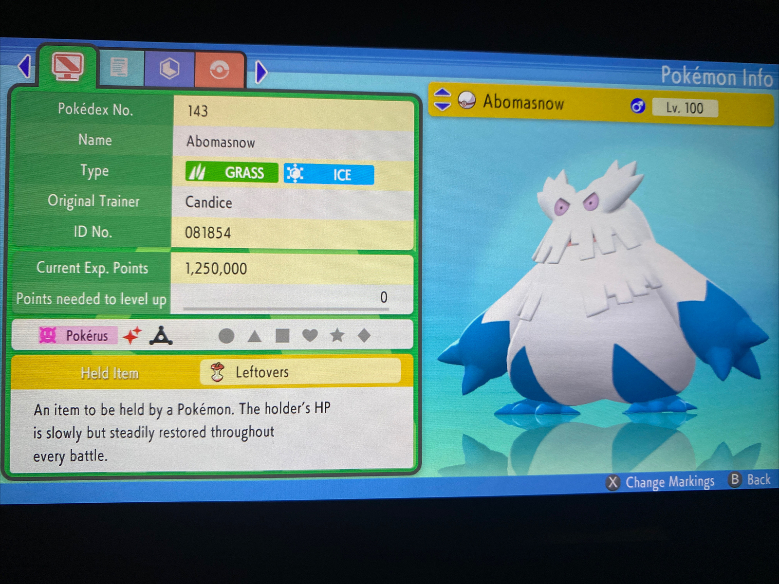 Pokemon Brilliant Diamond and Shining Pearl Shiny Abomasnow 6IV Battle Ready
