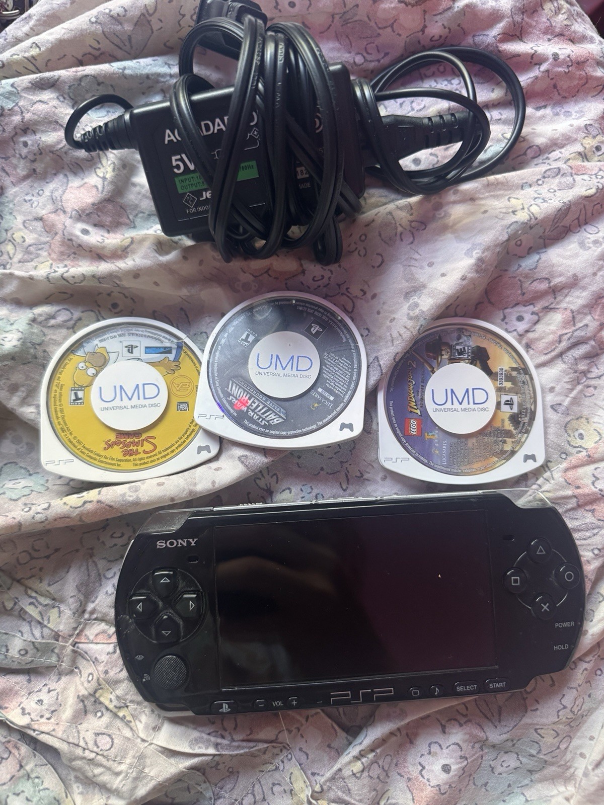Sony PSP-1001 Handheld Console Bundle w/ AC Adapter, UMD Games, USB NTSC-U/C