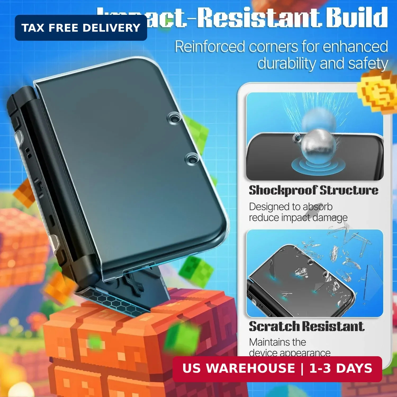TNP New 3DS Case – Ultra Clear Crystal Transparent Hard Shell Protective Case Co