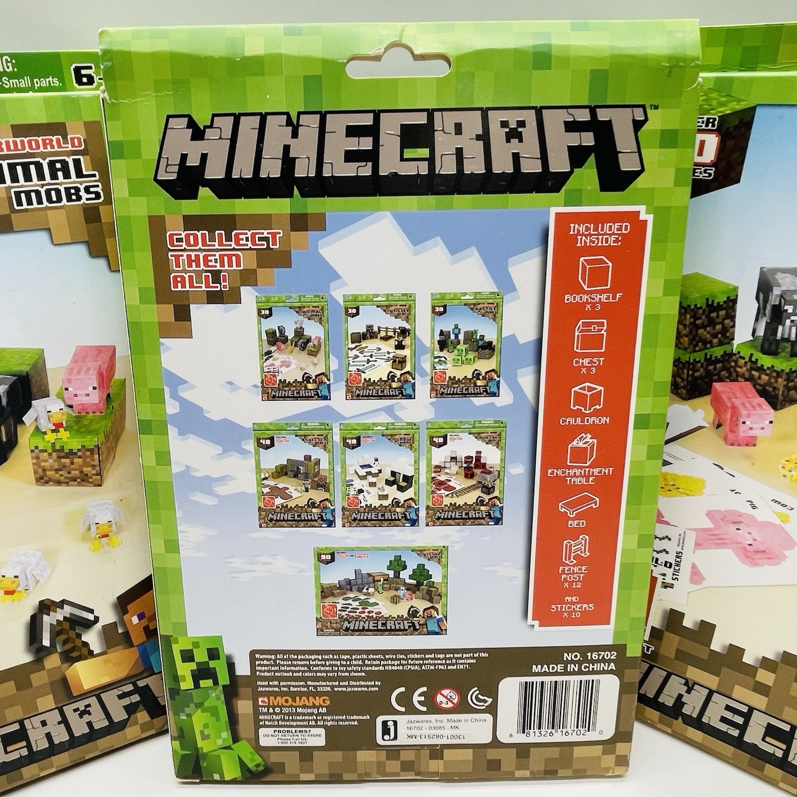 Minecraft Overworld Bundle Animal Mobs & Utility Pack Paper Craft Jazwares -2013