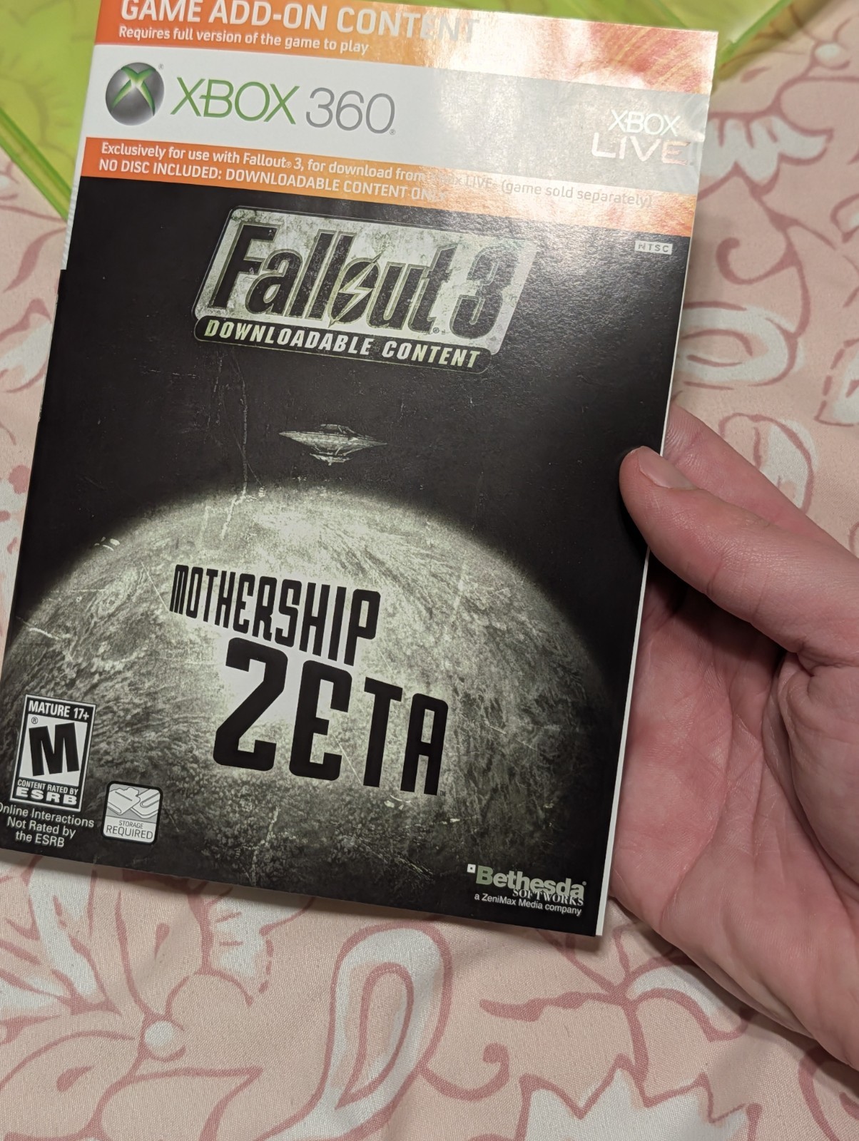 Fallout 3 Mothership Zeta Addon Microsoft 360 Case And Artwork Only
