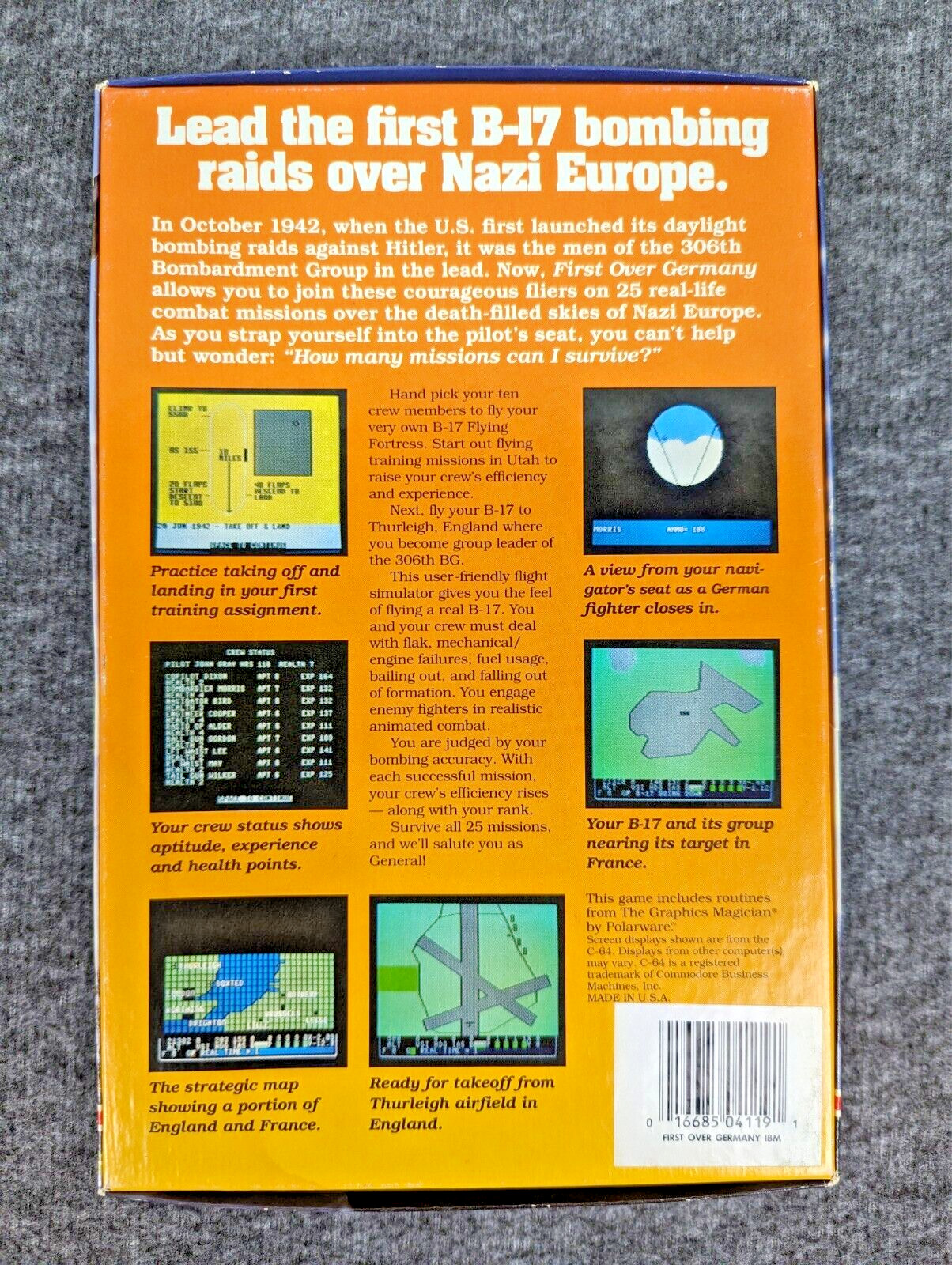 First Over Germany IBM PC 5 1/4 Disk 306th Bomb Group Simulator PC Game 1988 EUC