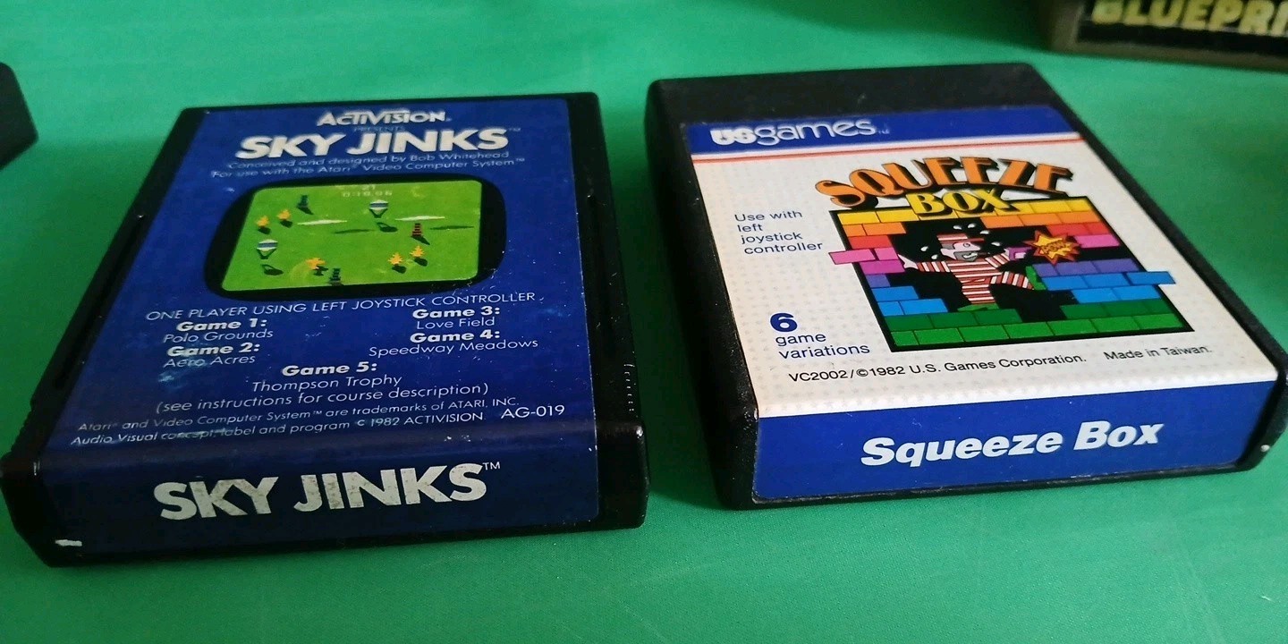 9 Atari 2600 Games Lot – Blueprint Squeeze Box Frogs & Flies Activision Dragster