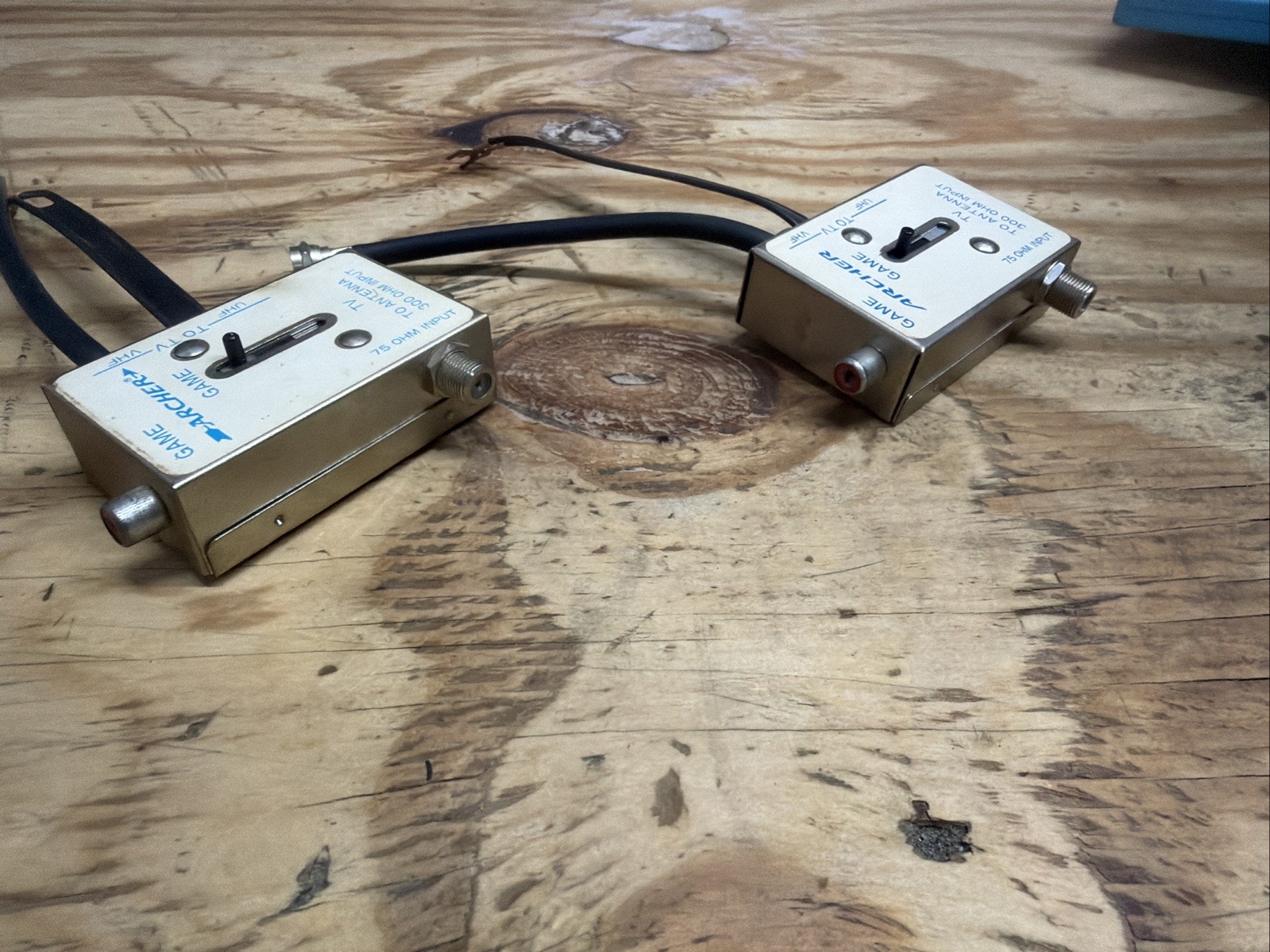 Set of 2 Vintage Computer Atari Game to TV Antenna Switch Adapter VHF – READ!!
