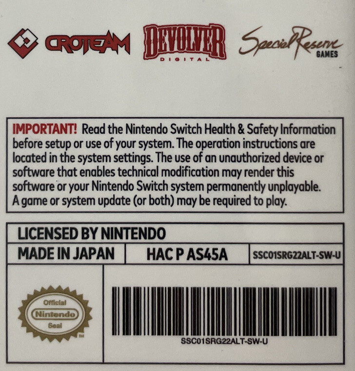 Serious Sam Collection Nintendo Switch Special Reserve Games Variant New Sealed