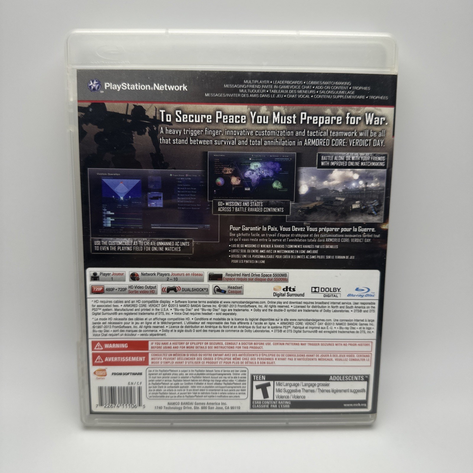 Armored Core Verdict Day PS3 NTSC-U *RARE* English Copy USA SELLER