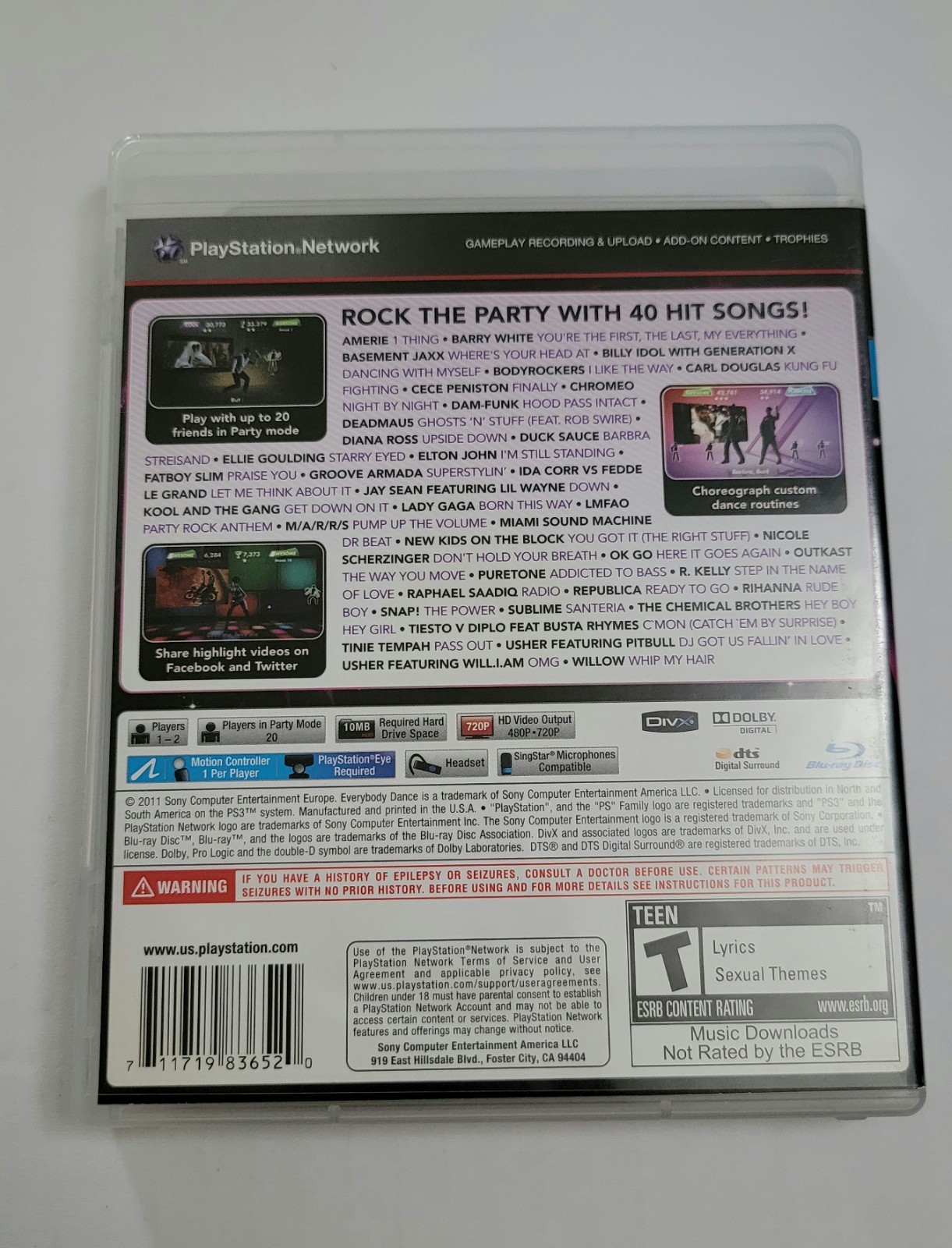 Everybody Dance (Sony PlayStation 3, 2011) PS3 – CiB – Complete