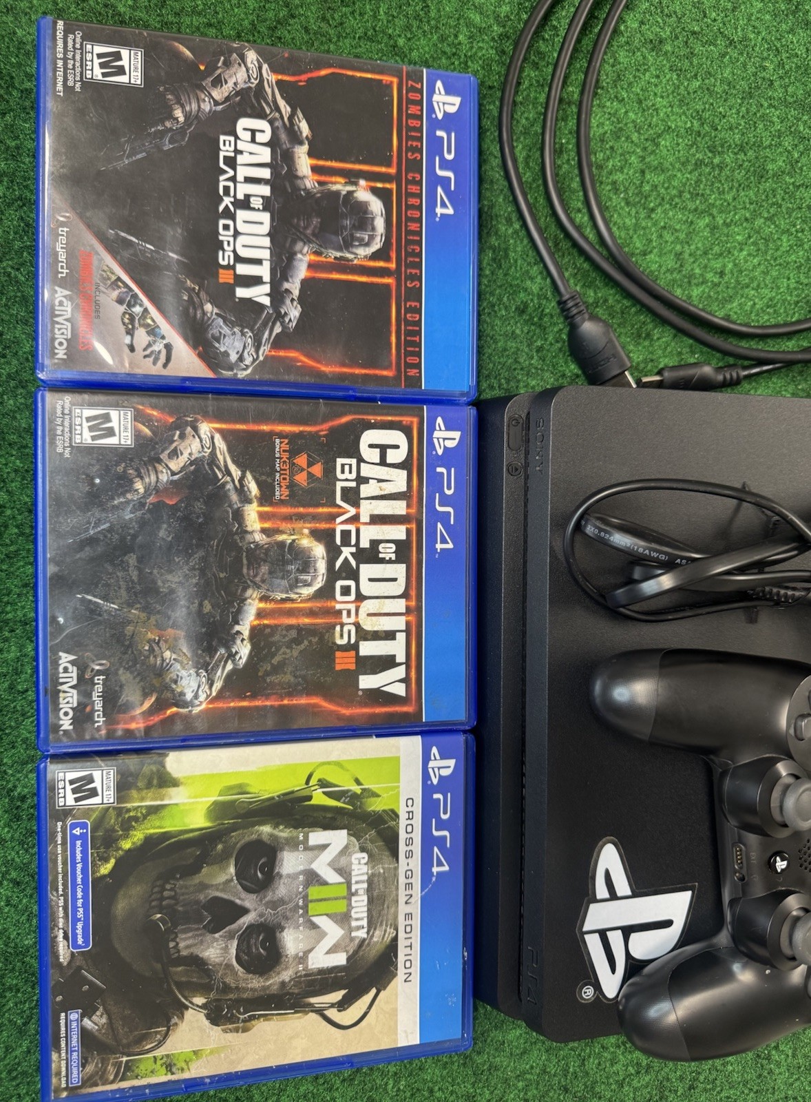 Sony PlayStation 4 Slim 1 TB Console, Controller, Cable, 3 COD Games CUH-2215B