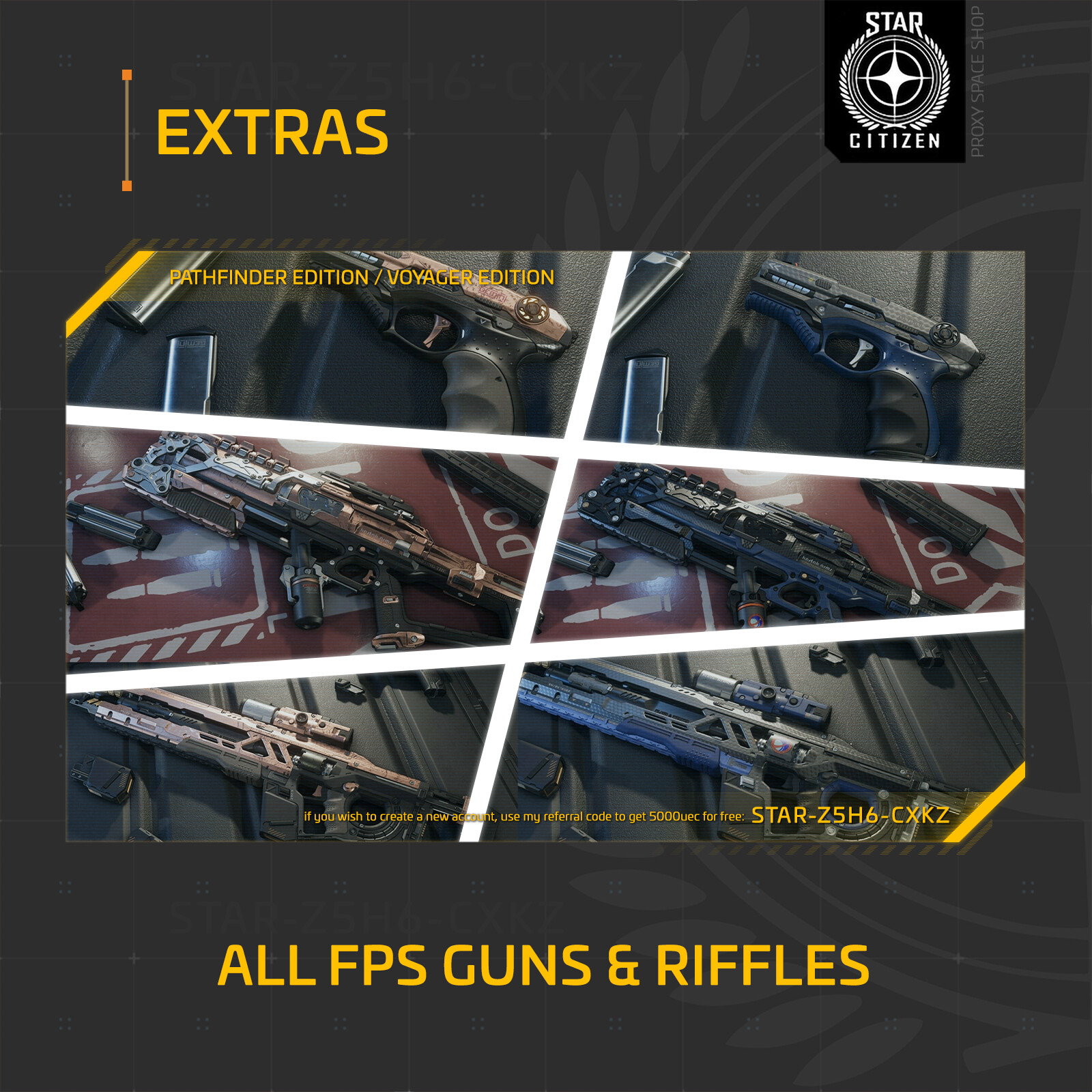 Star Citizen – FPS GUNS & RIFFLES PACKS – Pathfinder & Voyager Editions
