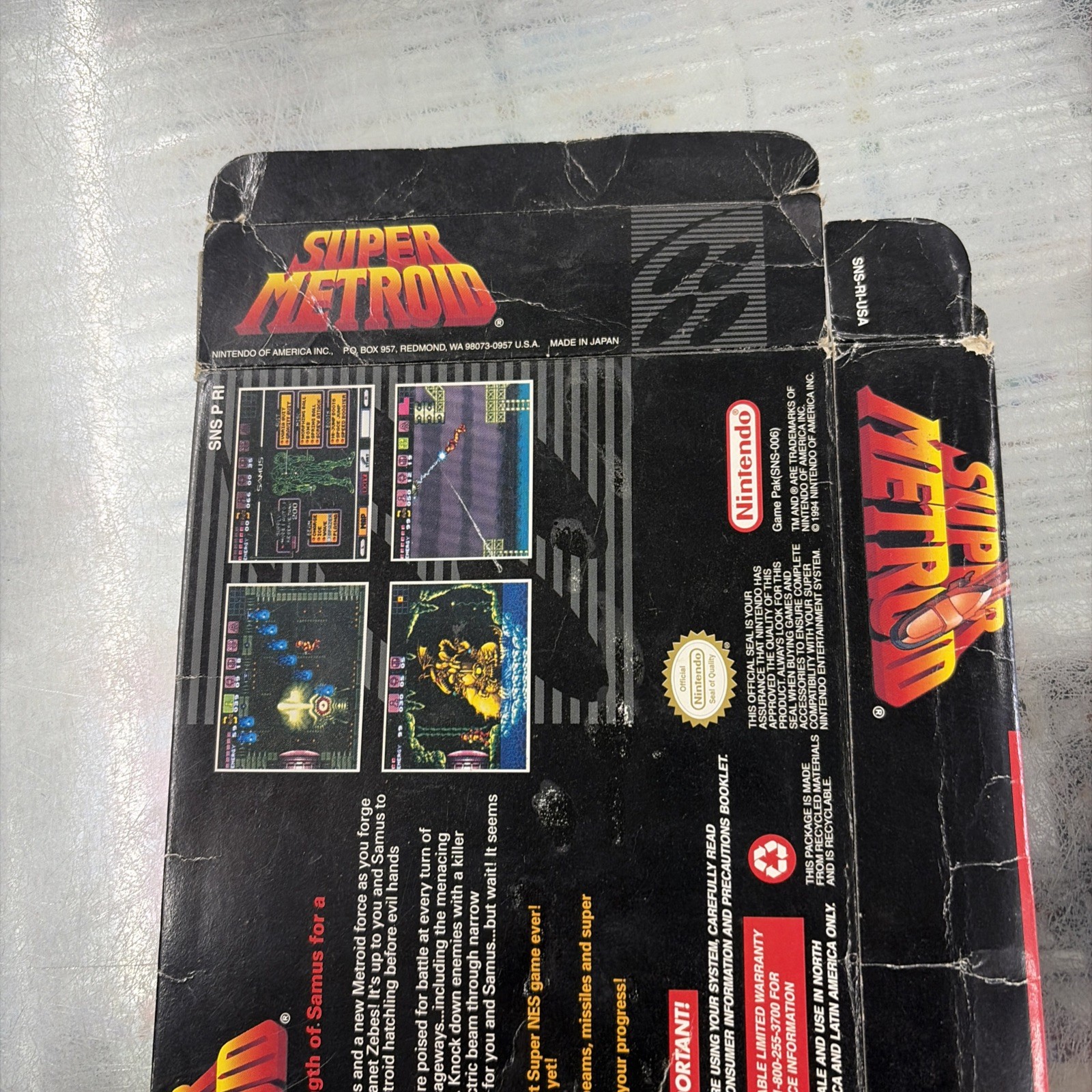 Super Metroid (Super Nintendo | SNES) Authentic BOX ONLY UPC Cut Out