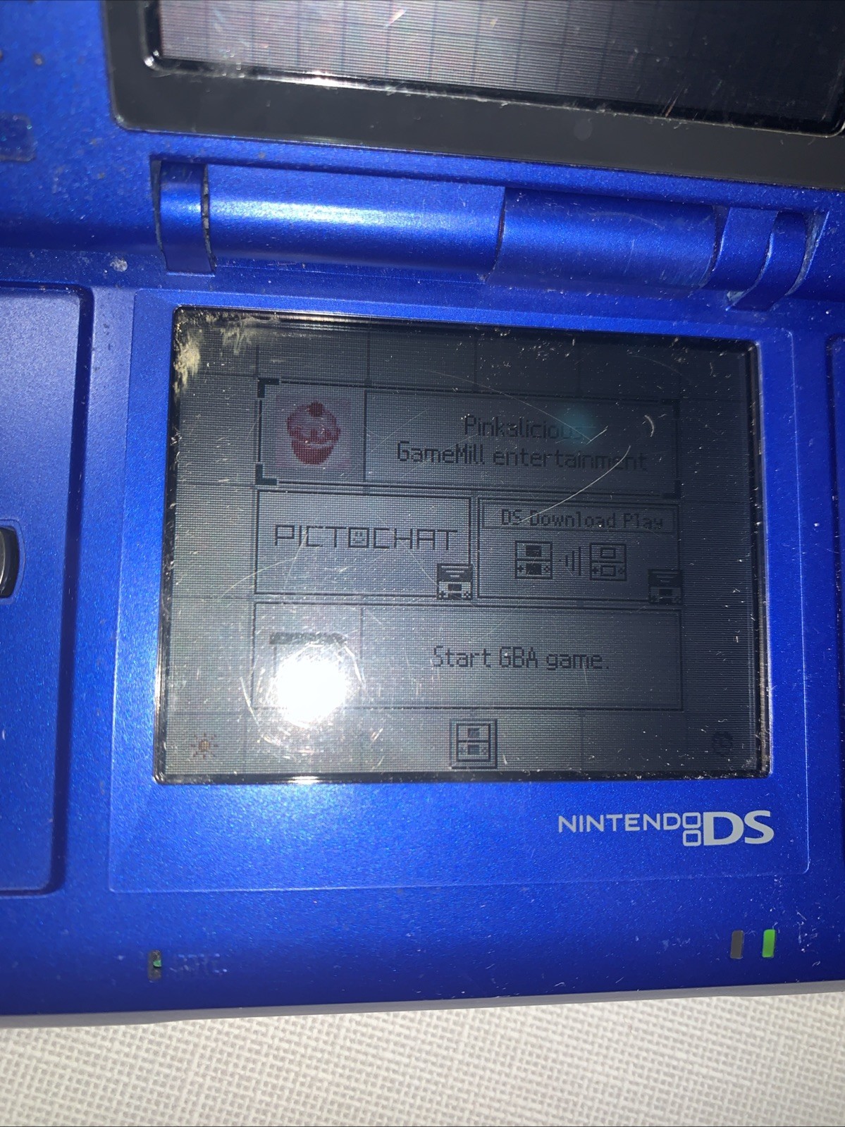 Original Nintendo DS Console Electric Blue Fat NTR-001 Tested Working No Charger
