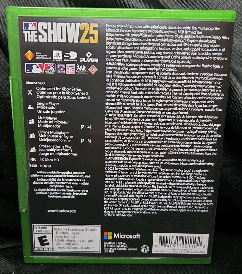 MLB The Show 25 Xbox Series X – New (Plastic Wrap Removed)