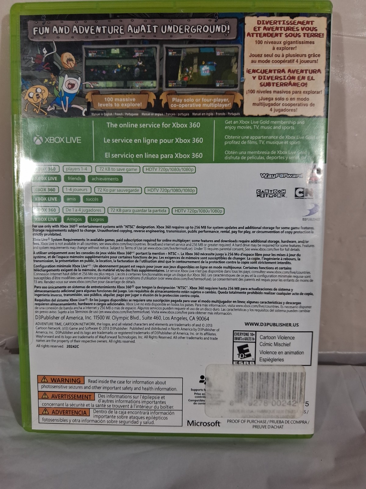 Adventure Time: Explore the Dungeon Xbox 360 Brand New