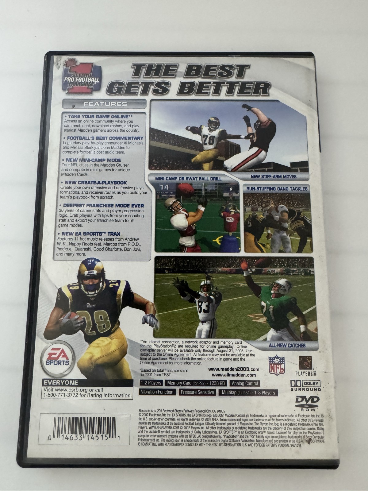 EA SPORTS Madden NFL 2003 PlayStation 2 PS2 Sports Football Game Manual