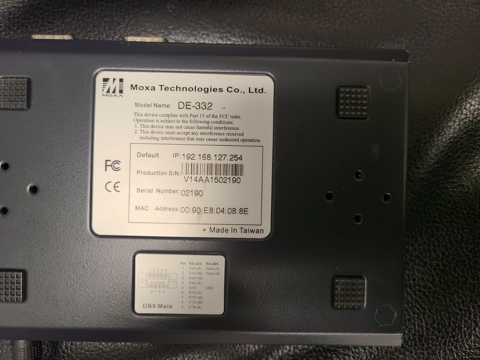 DE-332 Moxa NPort Server DE-332 RS-422 / Rs-485 Device Server w/ AC Adapter