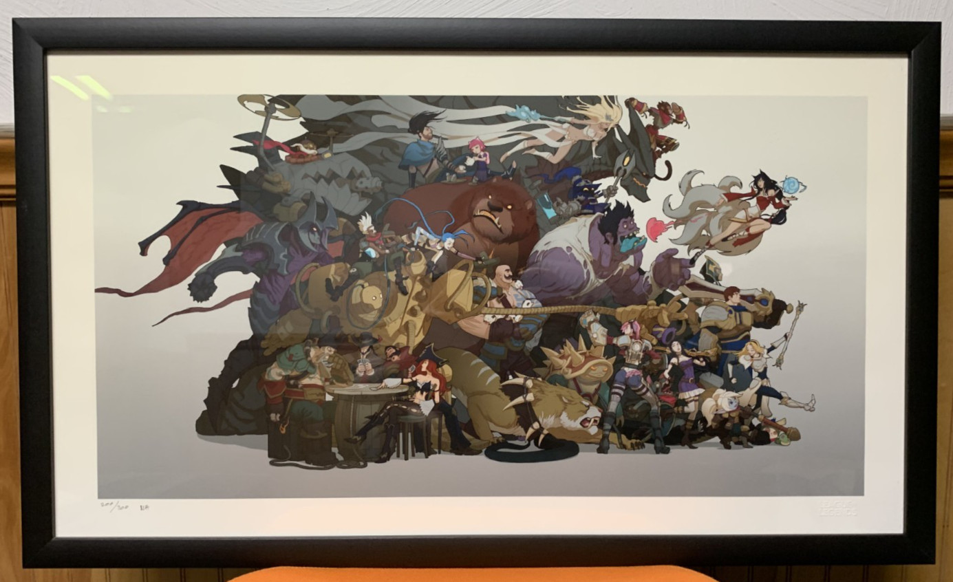 League Of Legends Champion Medley Giclee Art Print Framed Rare 16×28 (1/300)