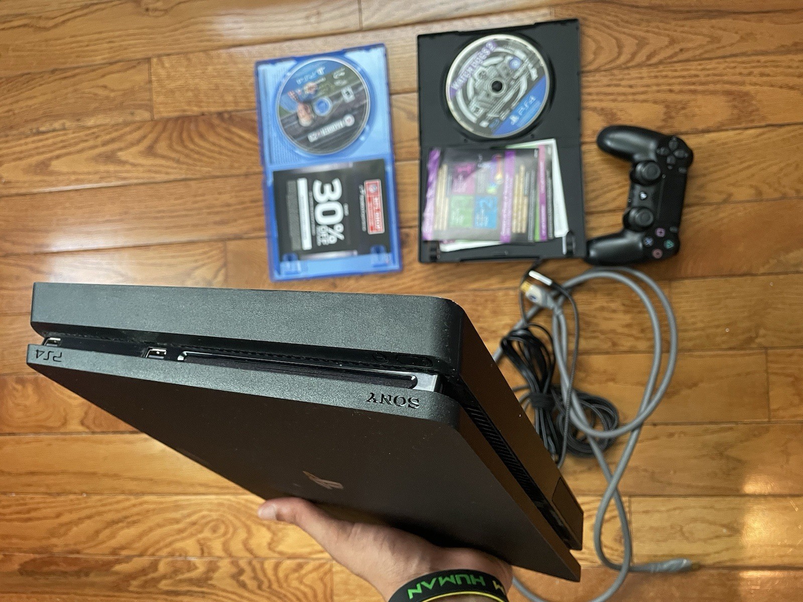 Sony PlayStation 4 Slim 500GB Black Console with Original Controllers and Games