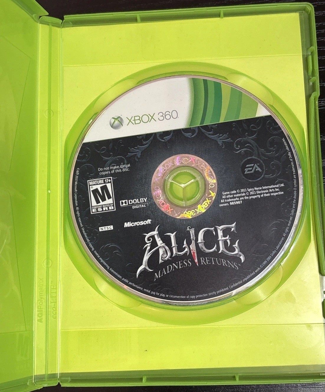 Alice Madness Returns (Microsoft Xbox 360) – No Manual – Resurfaced & Tested –