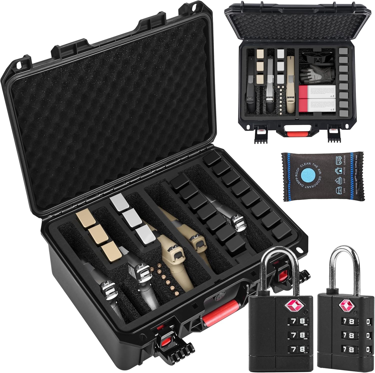 TSA Approved Pistol Gun Case for Multiple Handguns Hard Waterproof Travel Case