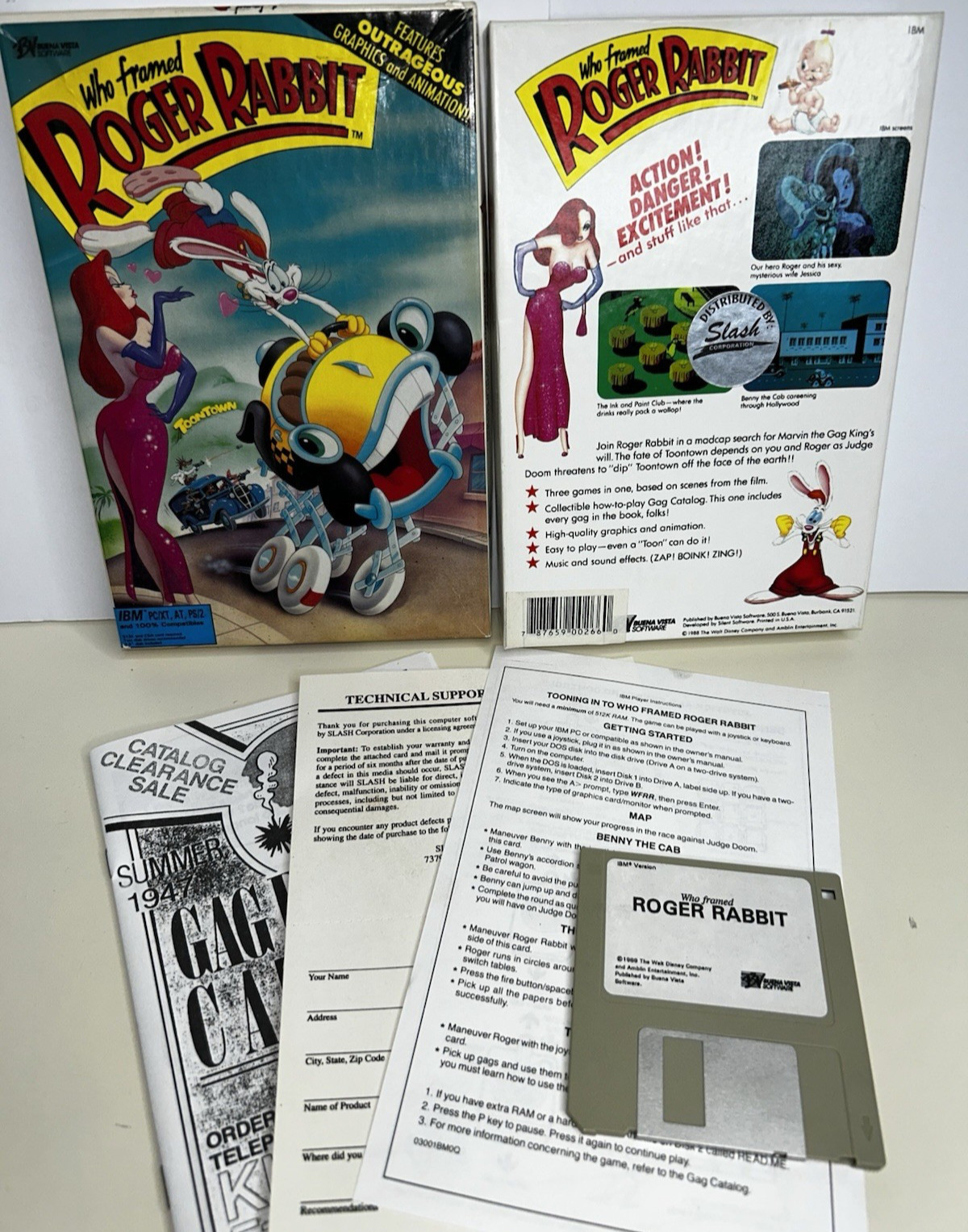 IBM PC 3.5 Floppy Disc Who Framed Roger Rabbit Game in Box Buena Vista
