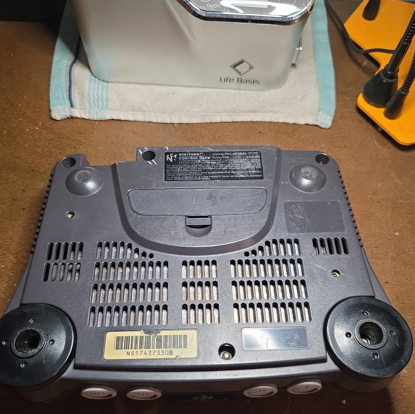 Nintendo 64 N64 Console NUS-001 (USA) with Aftermarket Power Adapter and AV Cord