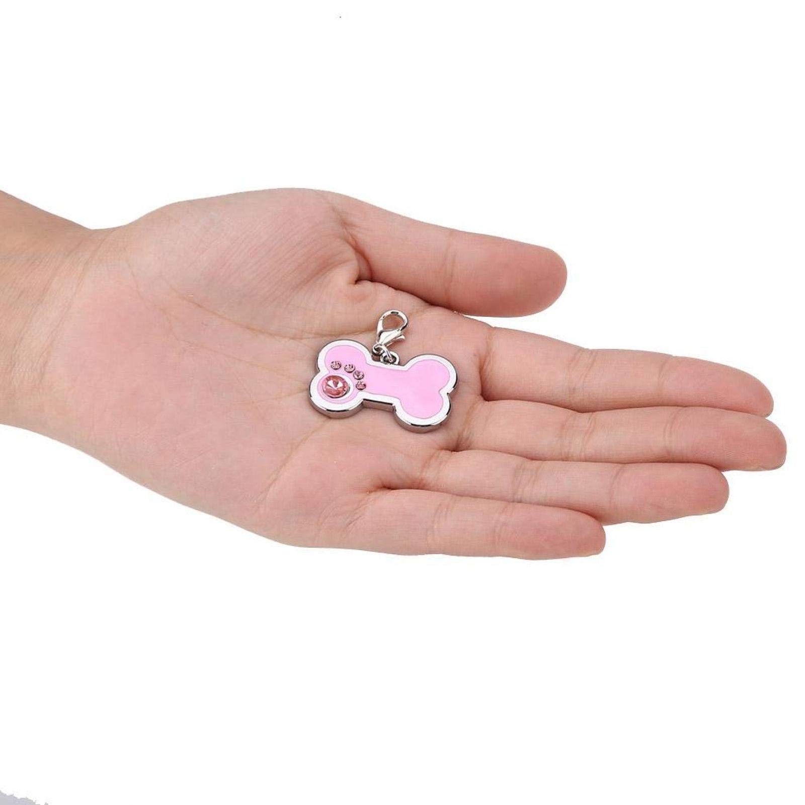 4 Colors Cute Pet Zinc Alloy ID Tag, Bone Shaped with 3.4 * 2.2cm, Pink