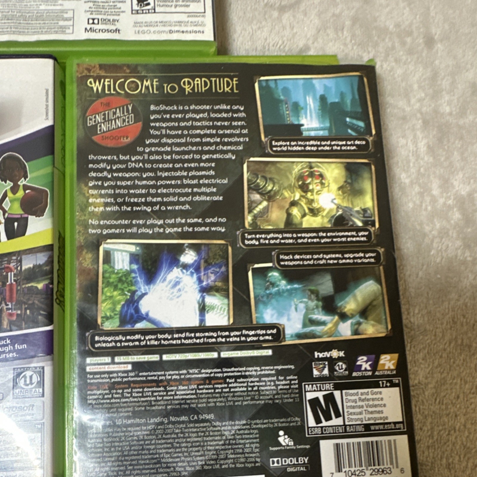Xbox 360 5 lot Kinect adventures LEGO Dimensions BioShock Fable 2 mortal kombat