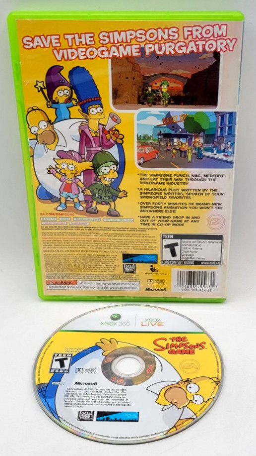 The Simpsons Game Microsoft Xbox 360 GAME & CASE
