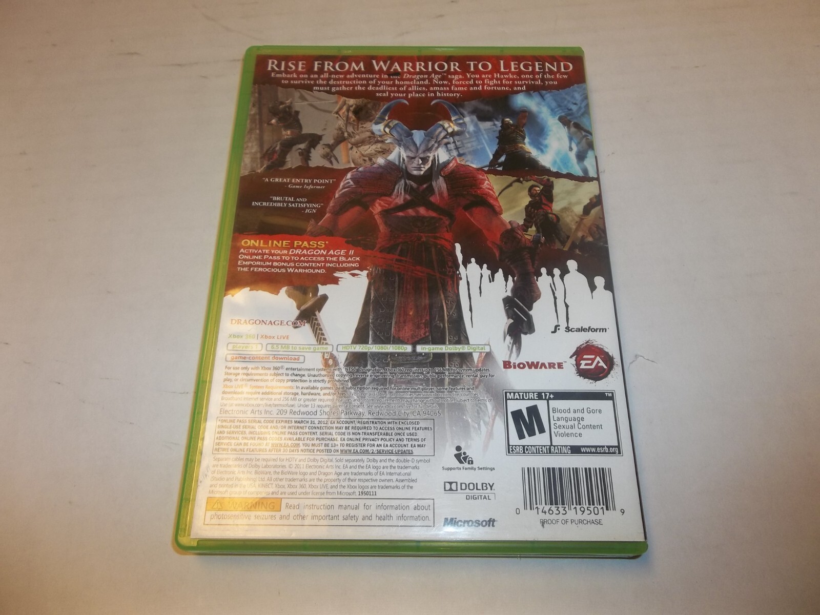 Dragon Age II (Microsoft Xbox 360, 2011) CIB
