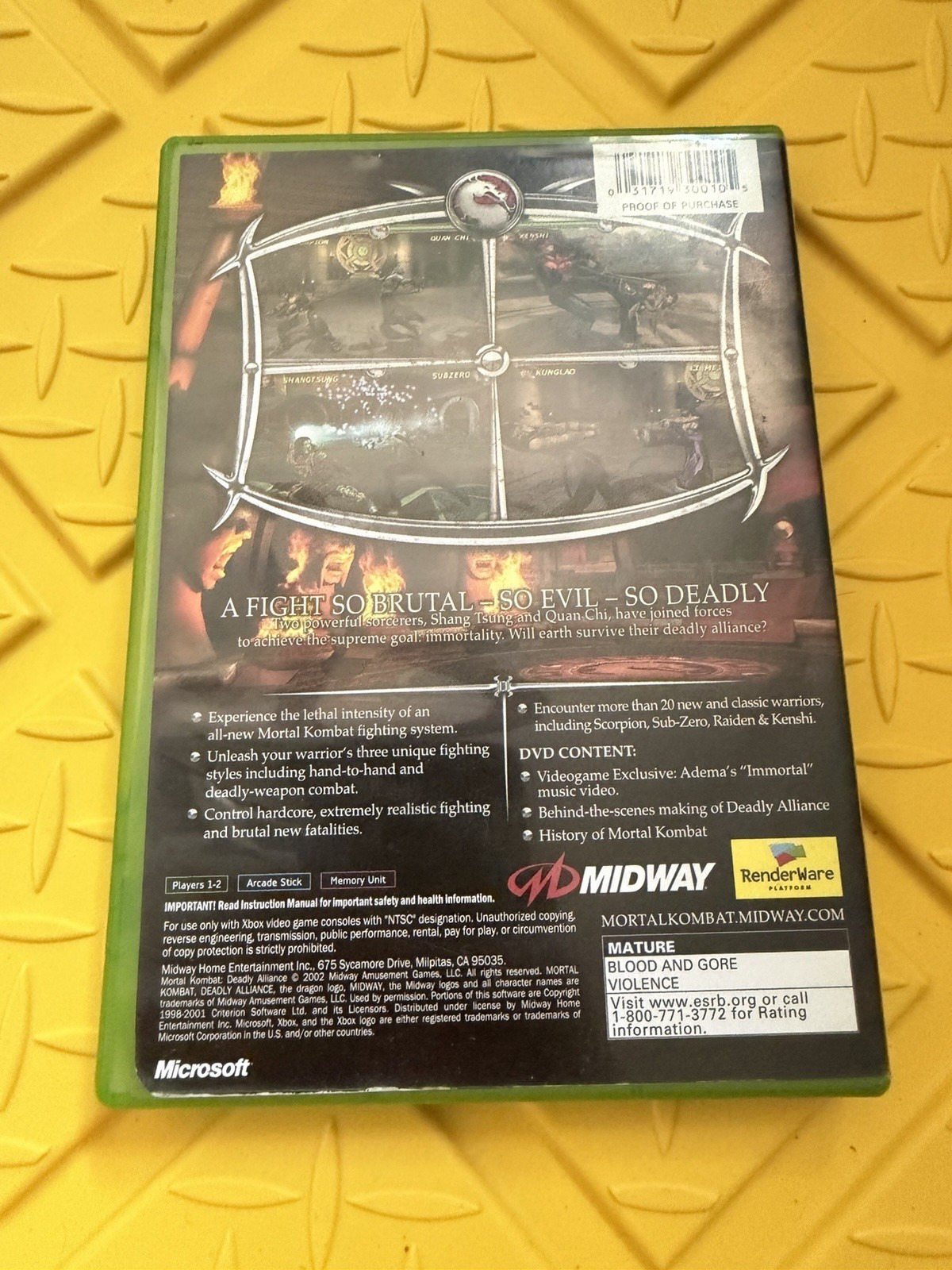 Mortal Kombat: Deadly Alliance – Microsoft Xbox – Complete In Box CIB