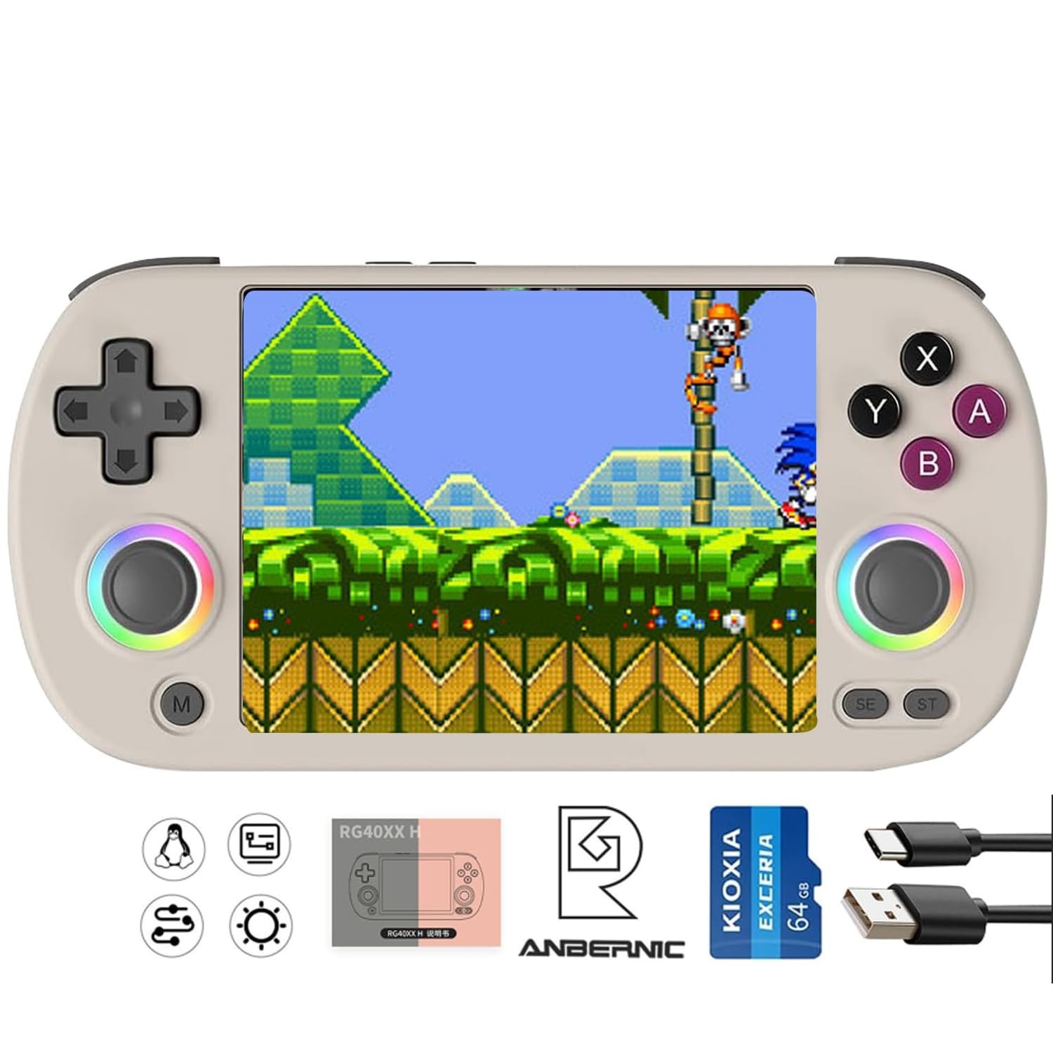 RG40XX H Retro Handheld Game Console: 4.0” IPS Screen & 64G Pre-Installed Games
