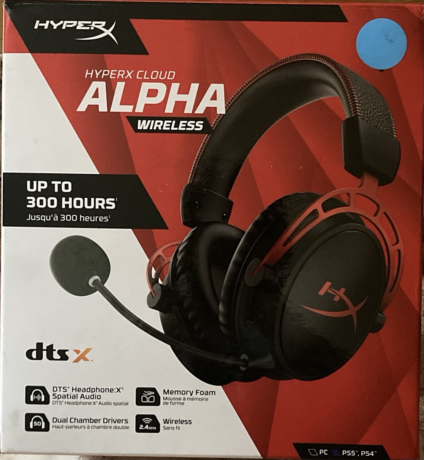 HyperX Cloud Alpha Wireless Over-Ear RF USB Gaming Headset w/ Boom Mic