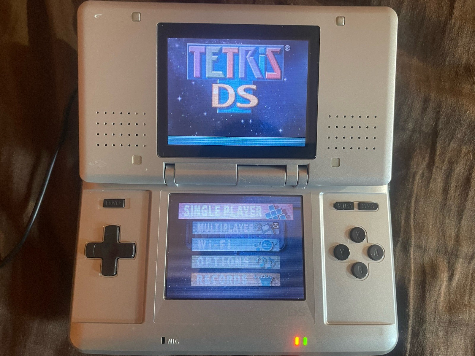 Nintendo DS Silver Phat NTR-001 Console w Stylus Fully Functional Mint Screens
